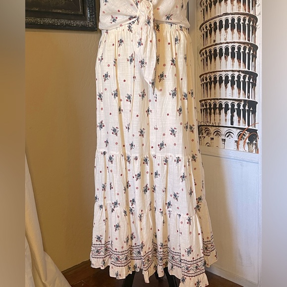Boho Bouquet Ecru Two Piece Cotton Skirt & Top Set Max Maxi Skirt Summer Outfit - Picture 4 of 12